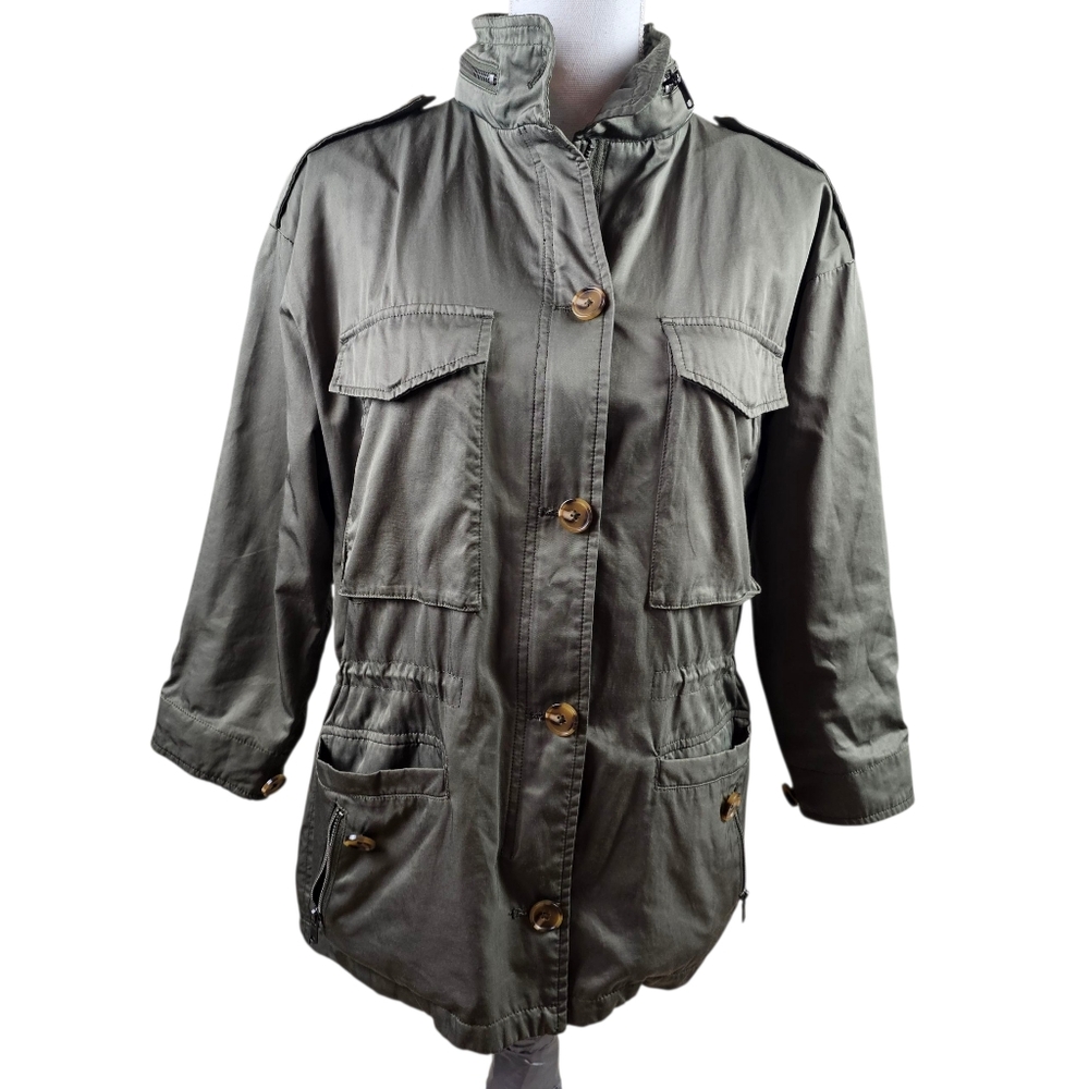 Joie Olive Green Hooded Military Utility Jacket In S